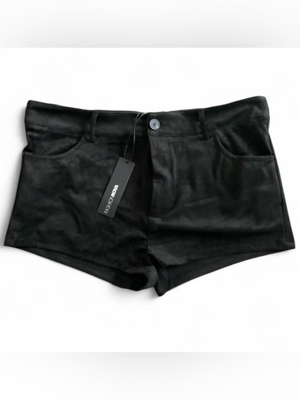 Fashion Nova Black High Waist Faux Suede Shorts